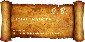 Iszlai Boglárka névjegykártya
